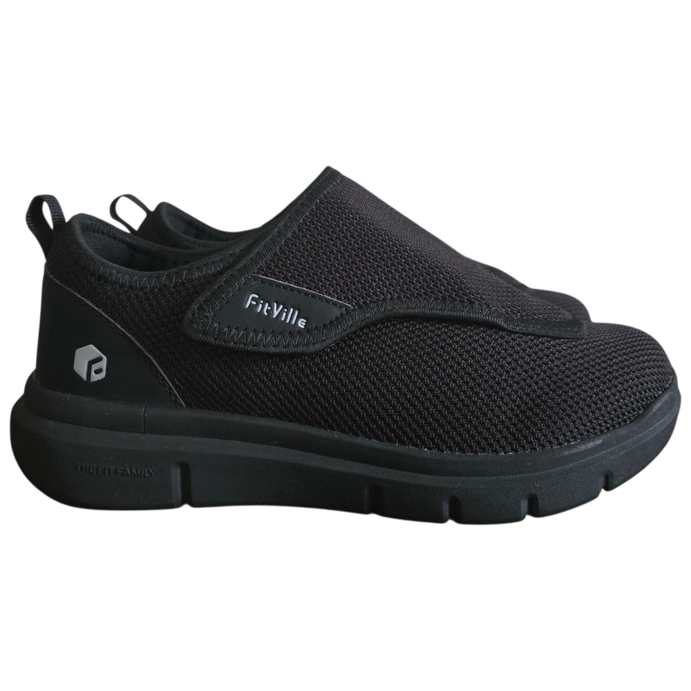 Fitville Diabetic Shoes Womens Size 8W Black Slip On Neuropathy Diabetes Medical